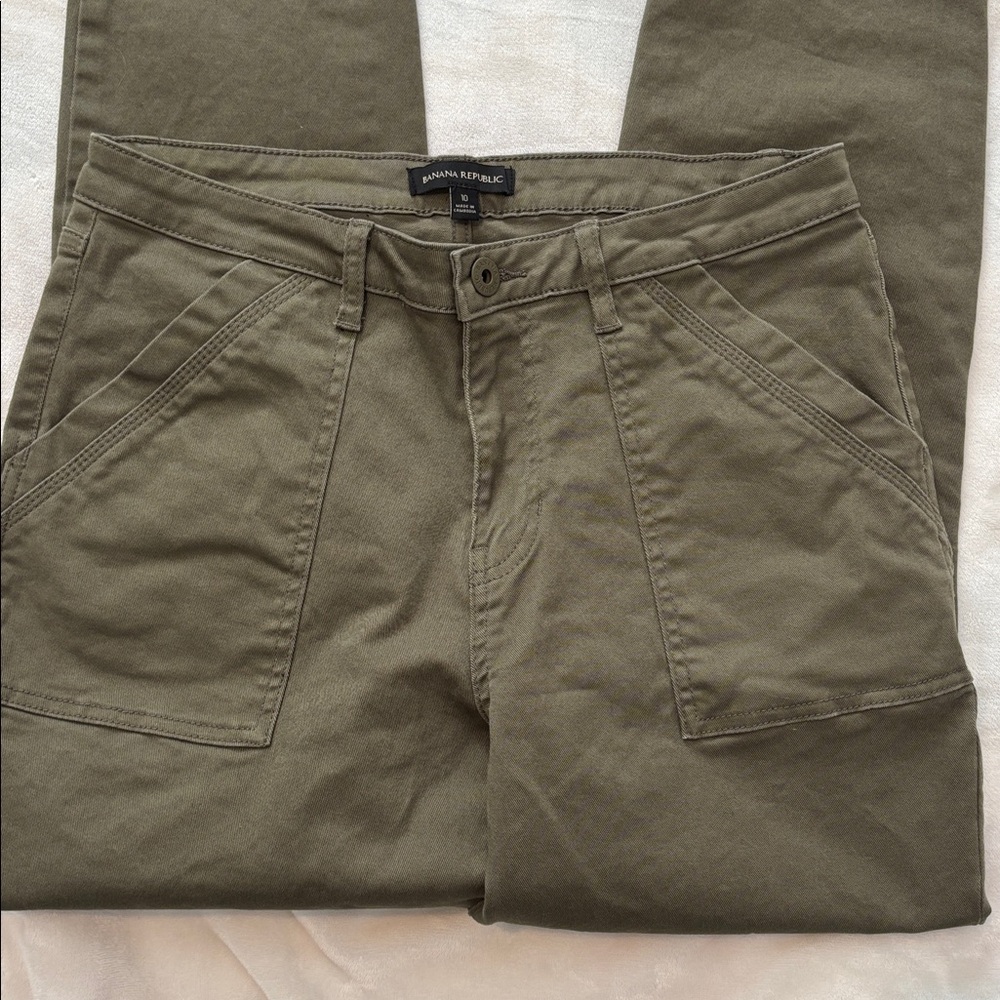 Banana Republic Utility Jeans Slim Fit Olive Green Size 10